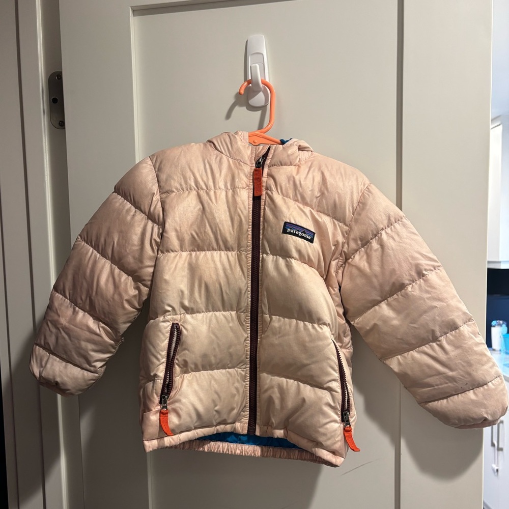 Patagonia Hi Loft Kids Puffer Jacket - Pink and Blue